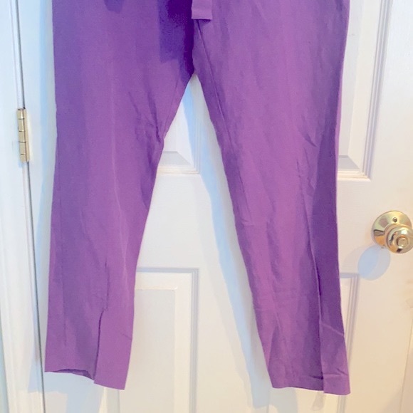 Stefanel Italy Pink Purple Tie Front Linen Pants with Sash - 12 - Picture 4 of 14